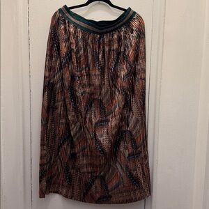 Johnny Was Metallic Pleated Midi Skirt